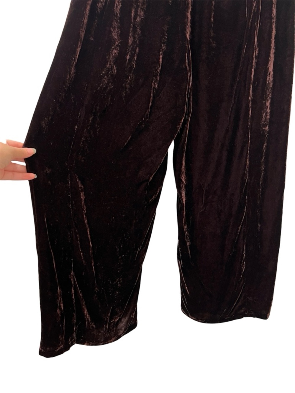 Eileen Fisher Velvet Wide Leg Pants XL Brown - Picture 5 of 6